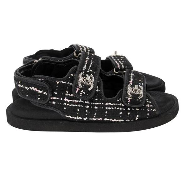 Chanel Turnlock 39 Tweed Leather Cc Dad Sandals CC-0712N-0001 - Picture 6 of 11